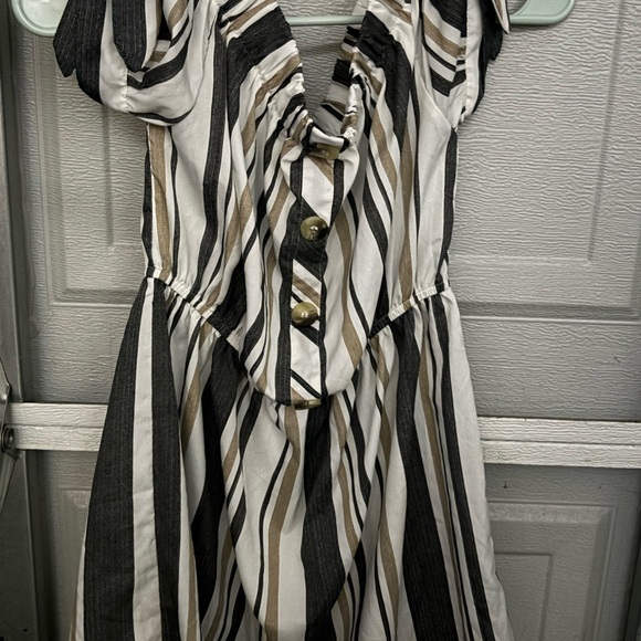Striped Black and White Button-Down Dress - Picture 1 of 4